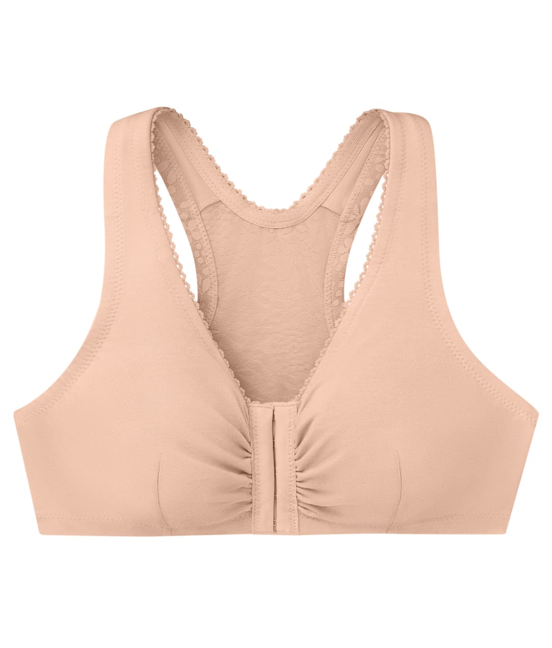 Front-Close Cotton T-Back Wire-Free Comfort Bra