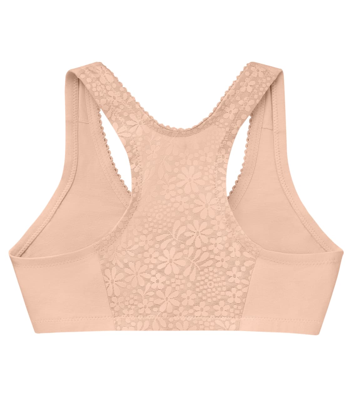 Front-Close Cotton T-Back Wire-Free Comfort Bra