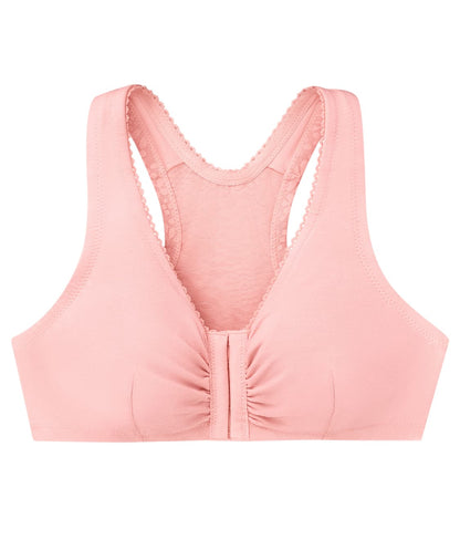 Front-Close Cotton T-Back Wire-Free Comfort Bra