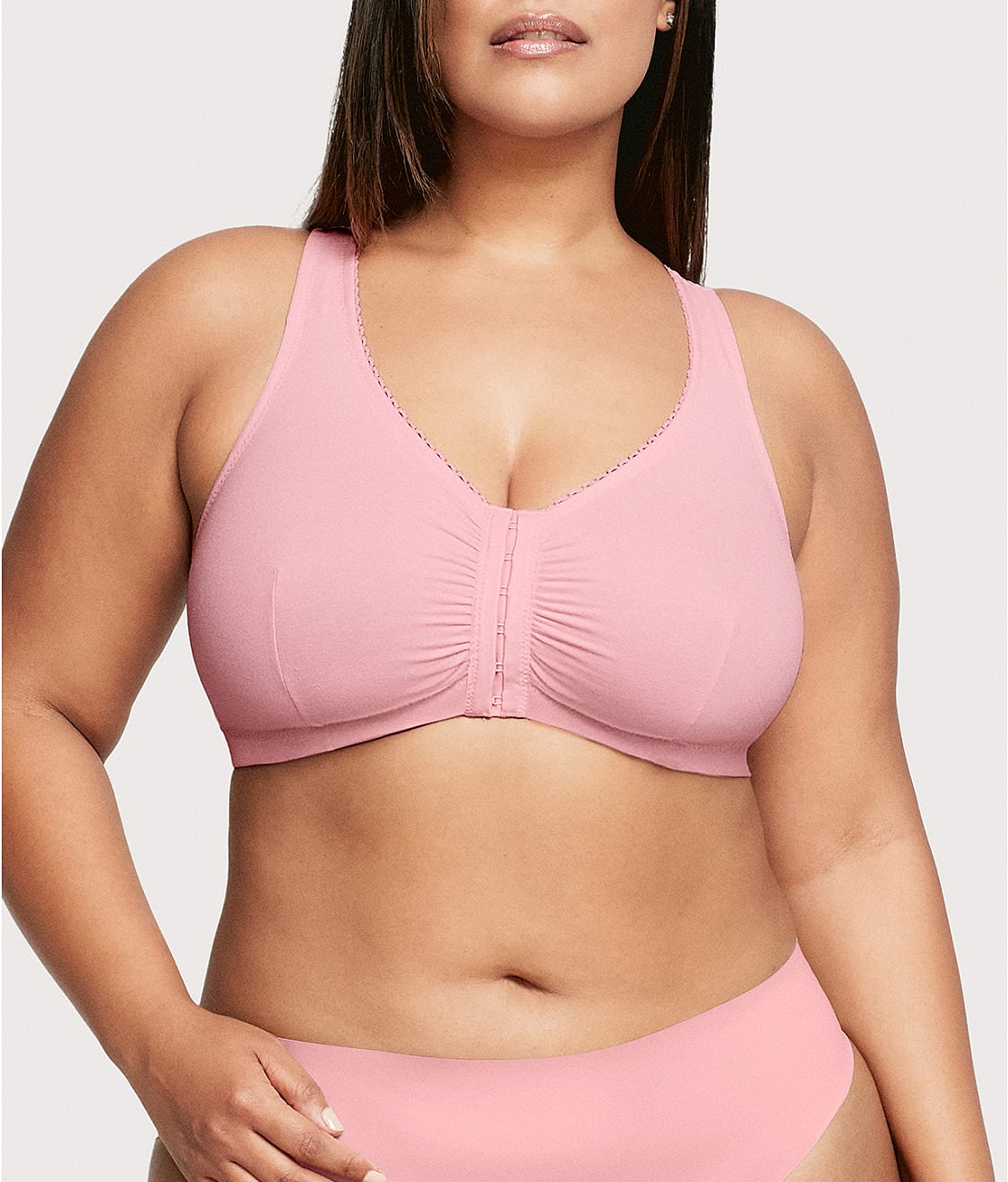 Front-Close Cotton T-Back Wire-Free Comfort Bra