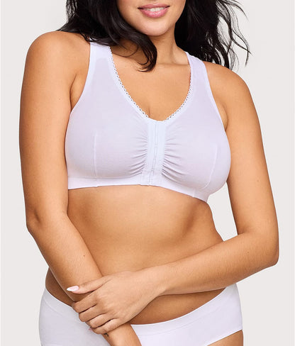 Front-Close Cotton T-Back Wire-Free Comfort Bra