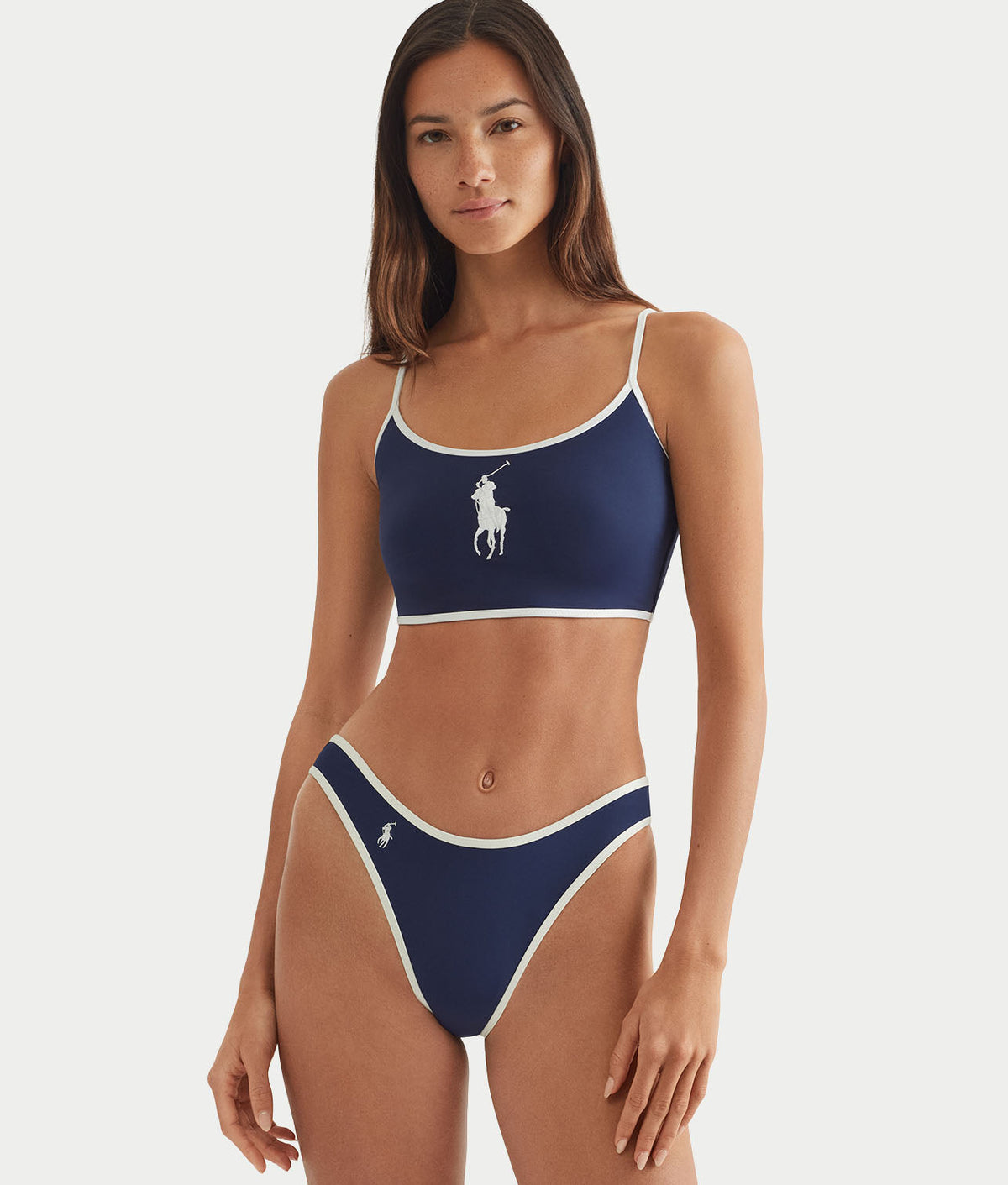 Logo Icons High Leg Scoop Bikini Bottom