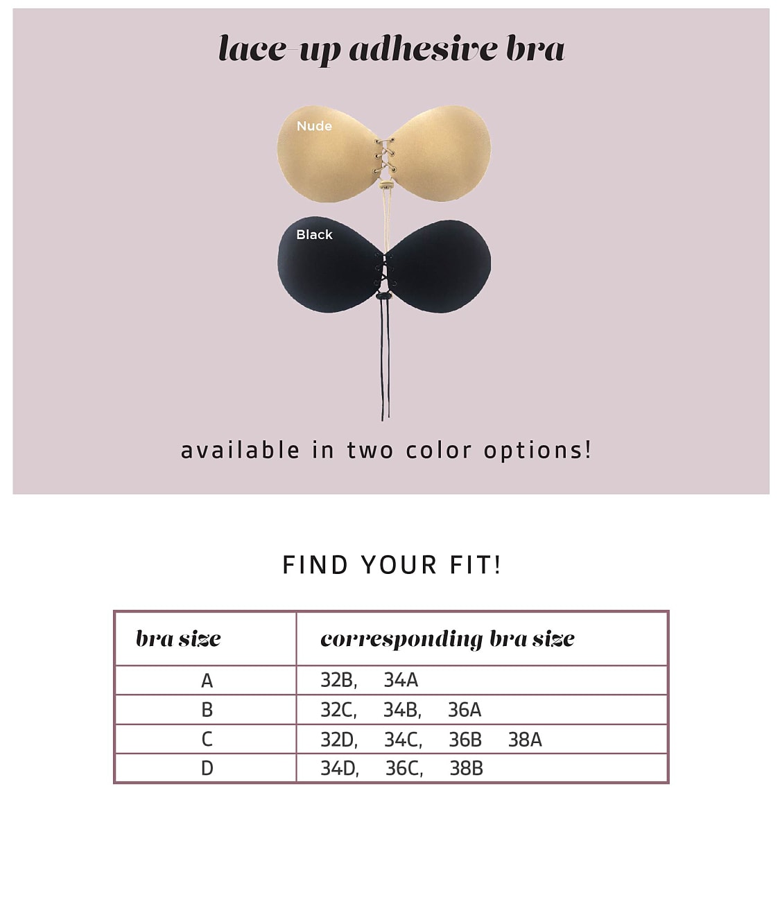 Lace-Up Adhesive Bra