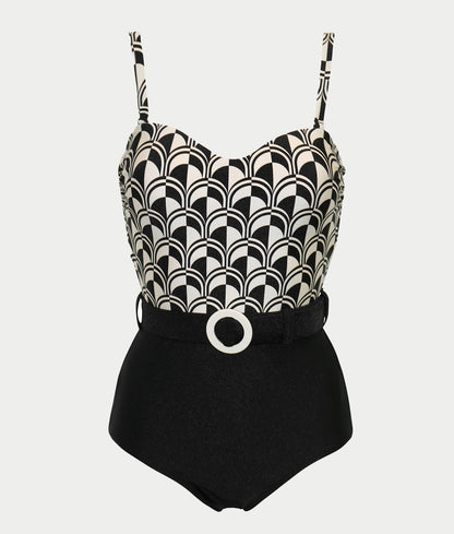 Casablanca Belted Control Strapless One-Piece