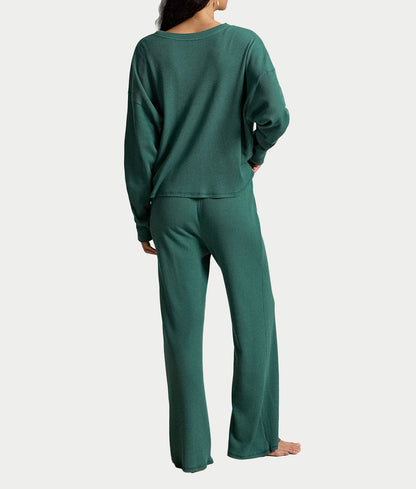 Club Waffle Knit Long Sleeve Pajama Set