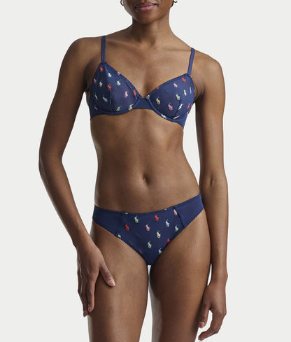 Embroidered Pony Mesh Unlined Demi Bra
