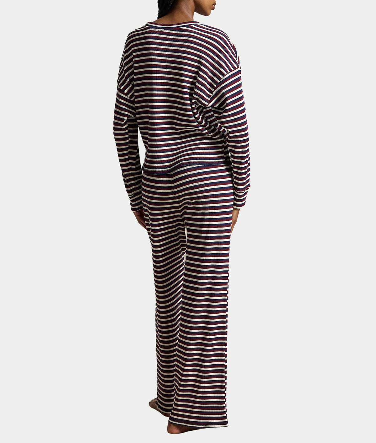 Waffle Knit Stripe Long Sleeve Pajama Set