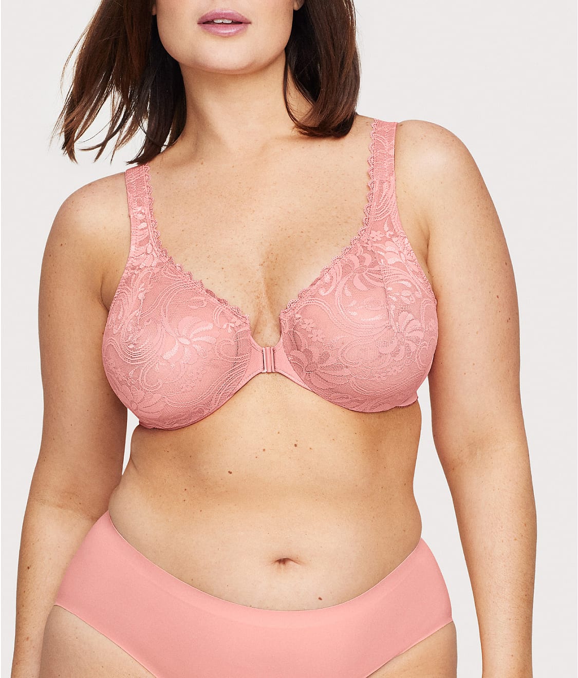WonderWire Front-Close Stretch Lace Bra