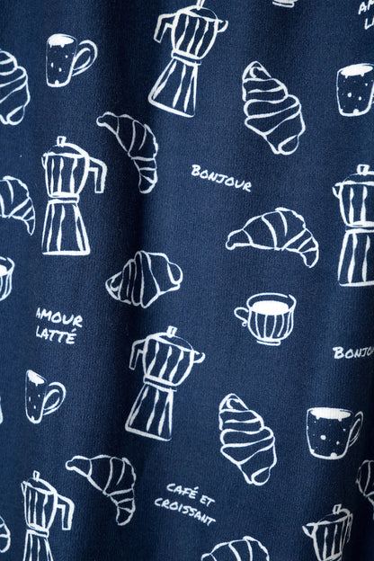 Bonjour Babe French Breakfast Print Long Sleeve Pajama Set
