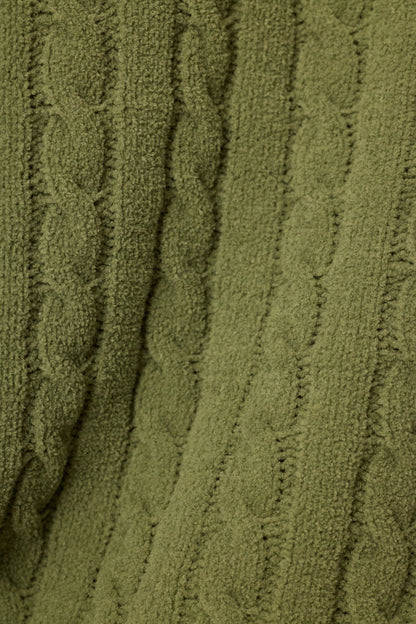 Cozy Chenille Cable Knit Olivine Pullover Lounge Set