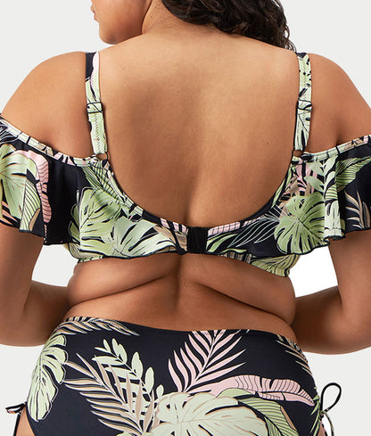 Plus Size Tropical Retreat Ruffle Bikini Top