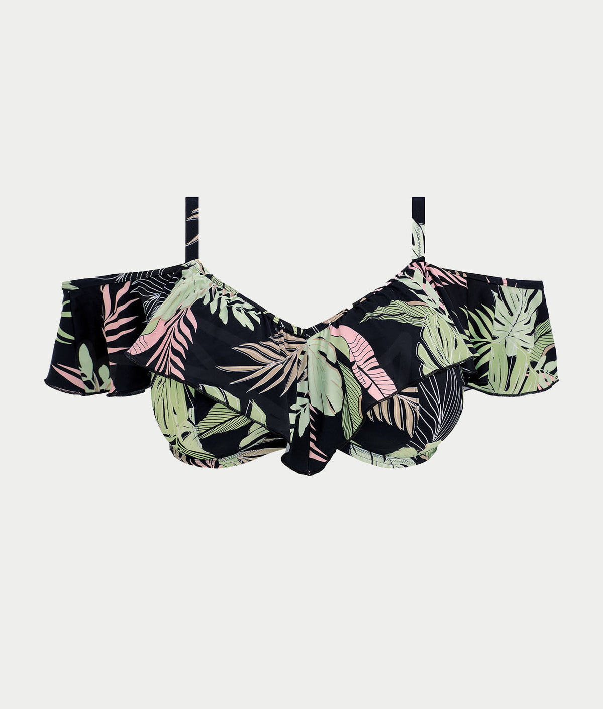 Plus Size Tropical Retreat Ruffle Bikini Top