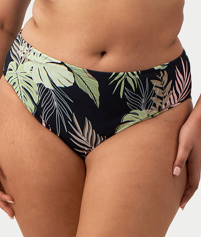 Plus Size Tropical Retreat Mid-Rise Bikini Bottom