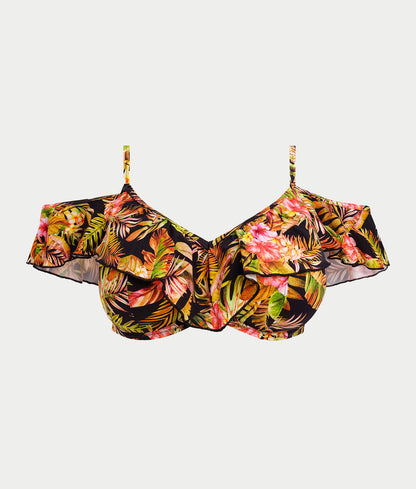 Plus Size Tiger Valley Ruffle Underwire Bikini Top