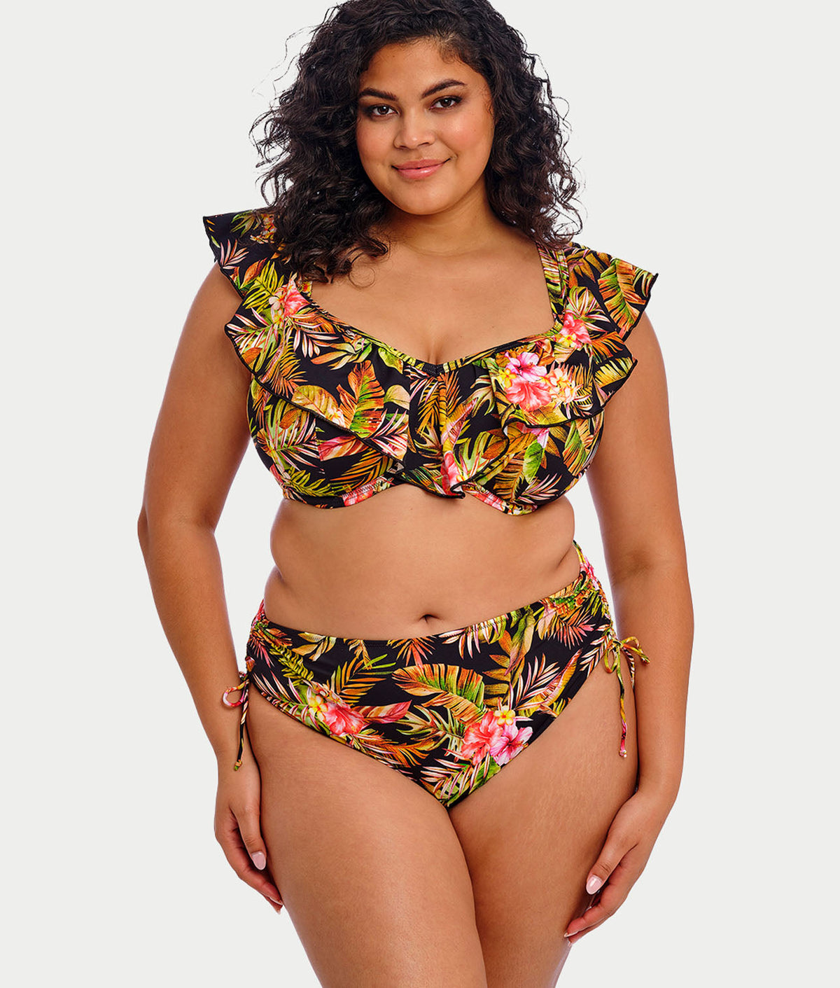 Plus Size Tiger Valley Ruffle Underwire Bikini Top