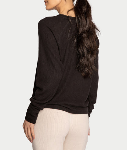 Textured Essentials Ribbed Long Sleeve Knit Top