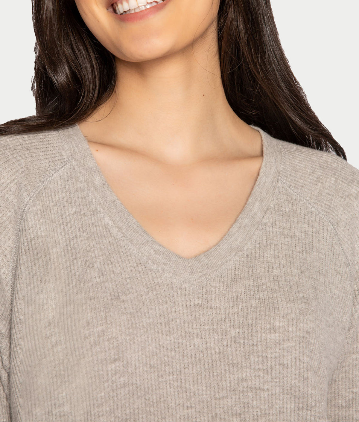 Textured Essentials Ribbed Long Sleeve Knit Top