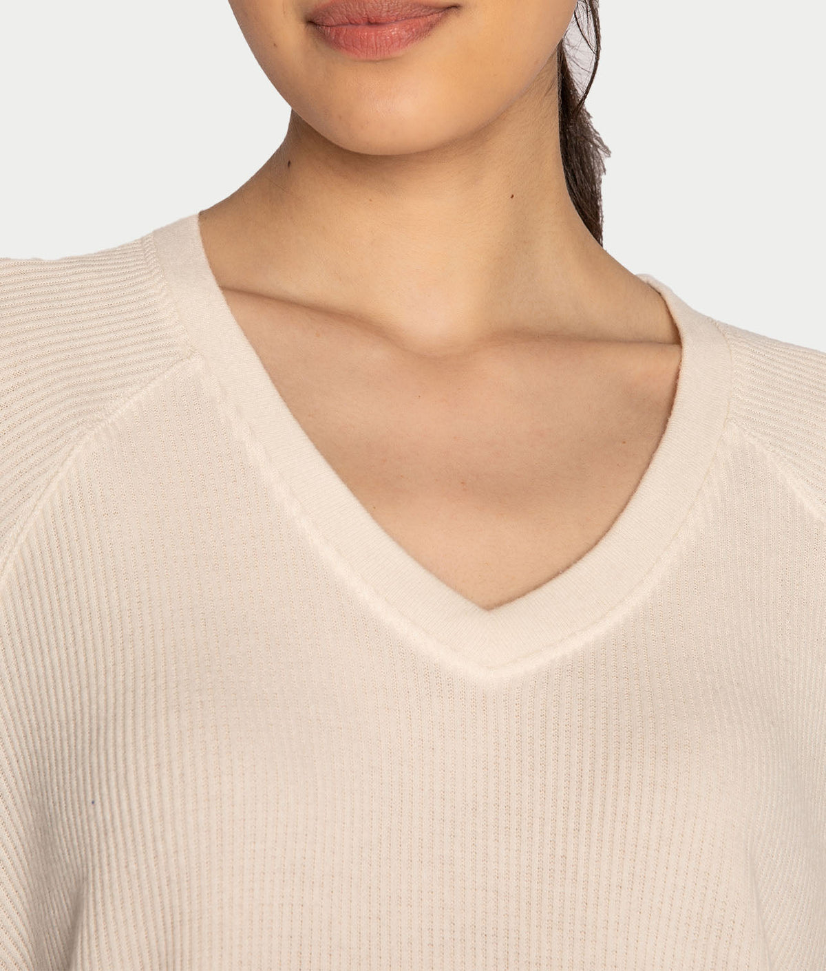 Textured Essentials Ribbed Long Sleeve Knit Top