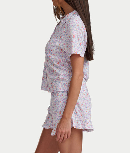 Notch Top Knit Boxer Pajama Set