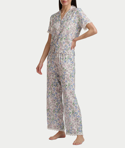 Short Sleeve Knit Top & Cropped Pajama Set
