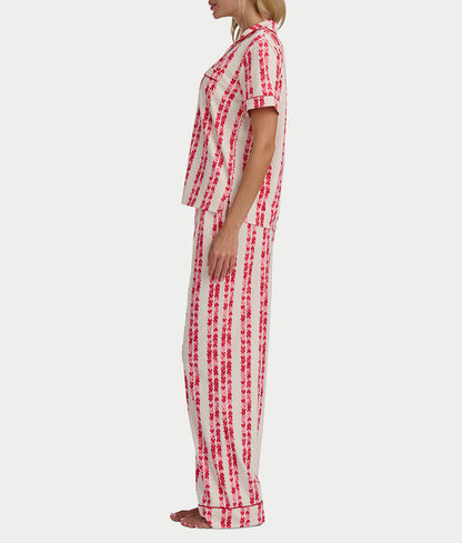 Brushed Jersey Knit Short Sleeve Top Pajama Set