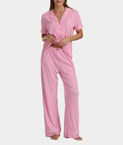 Brushed Jersey Knit Short Sleeve Top Pajama Set