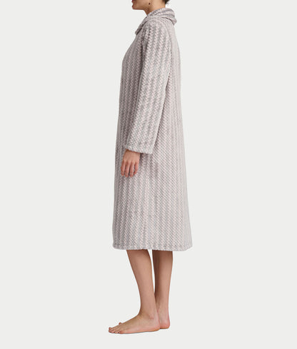 Plush Long Sleeve 47" Shawl Collar Zip Robe
