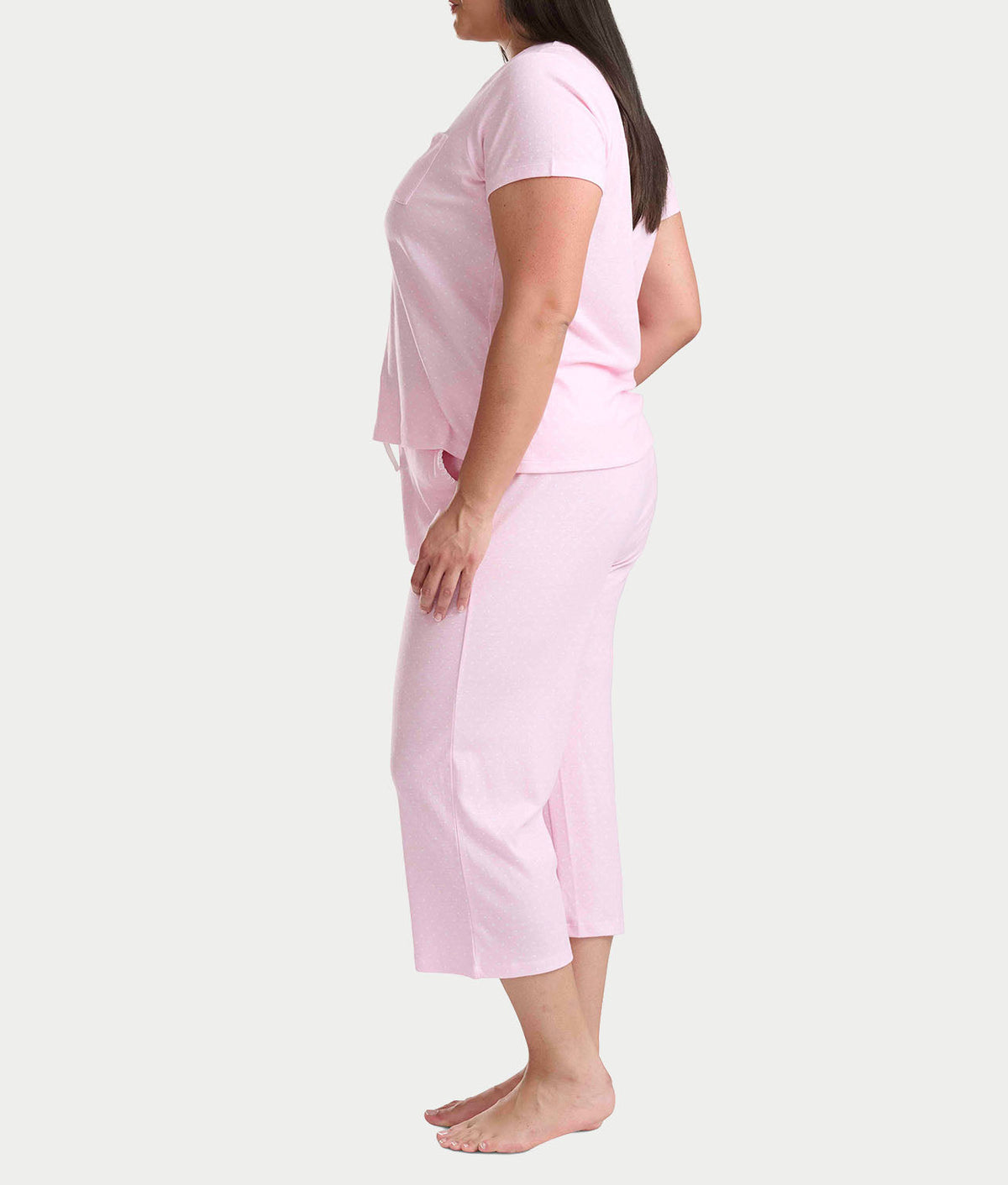 Notch Collar Knit Capri Pajama Set
