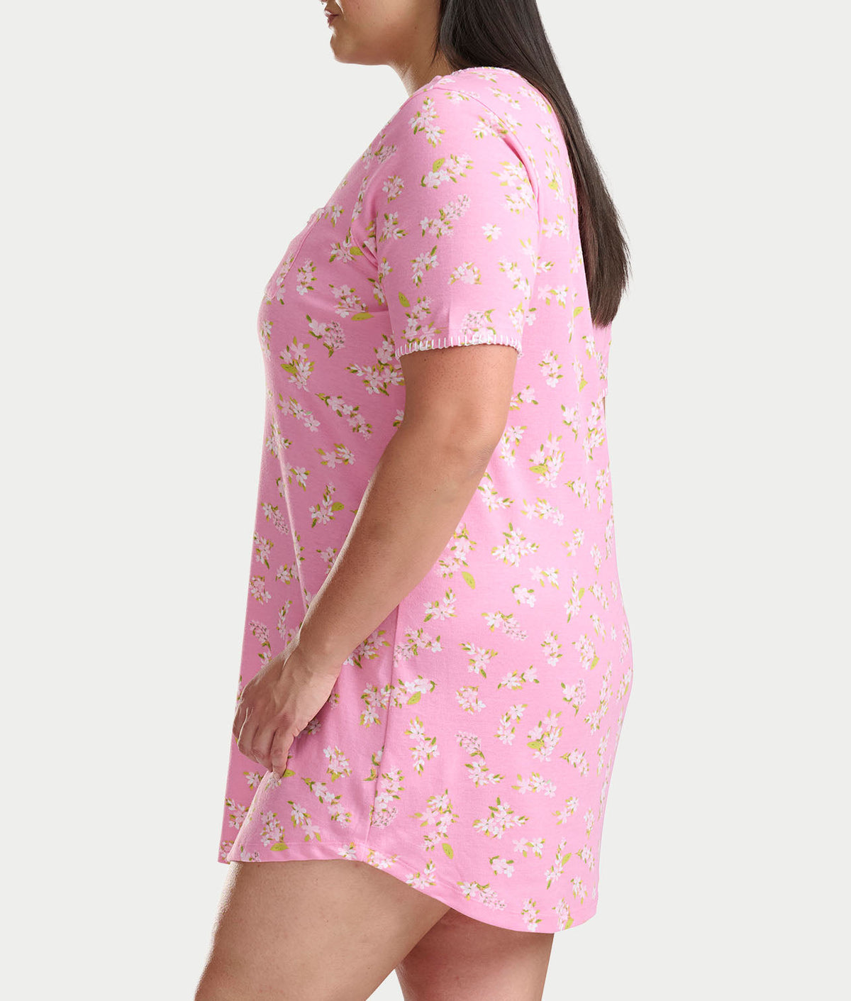 Blanket Stitching Knit Sleep Shirt