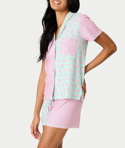 Secret Garden Striped Floral Knit Pajama Set