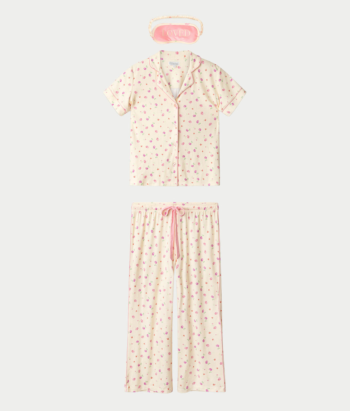 For The Mamas Butter Blooms Cropped Knit 3-Piece Pajama Set