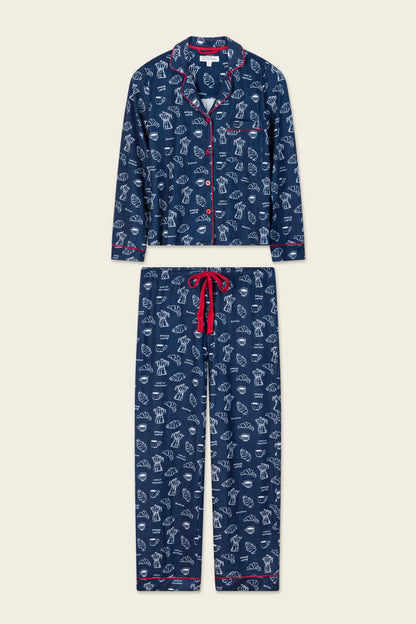 Bonjour Babe French Breakfast Print Long Sleeve Pajama Set