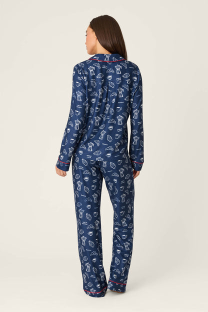 Bonjour Babe French Breakfast Print Long Sleeve Pajama Set
