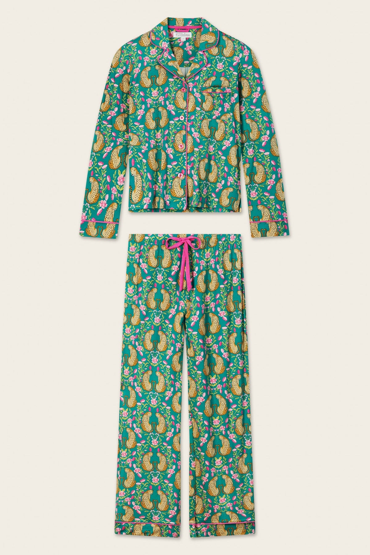 Cheetah Bonita Dreams Cheetah Print Long Sleeve Pajama Set