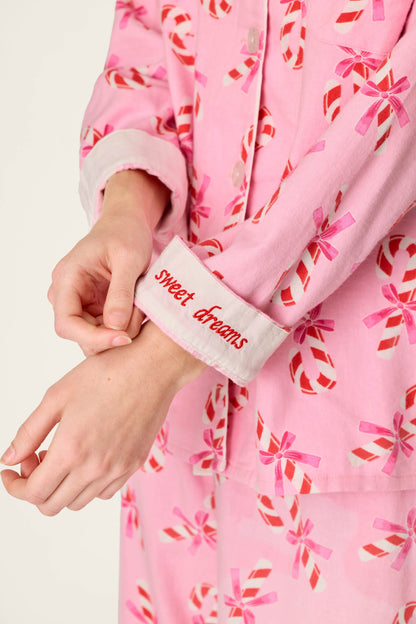 Sweeter Than Sugar Candy Cane Print 4-Piece Pajama Set