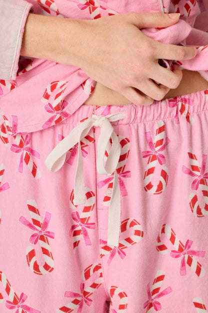 Sweeter Than Sugar Candy Cane Print 4-Piece Pajama Set