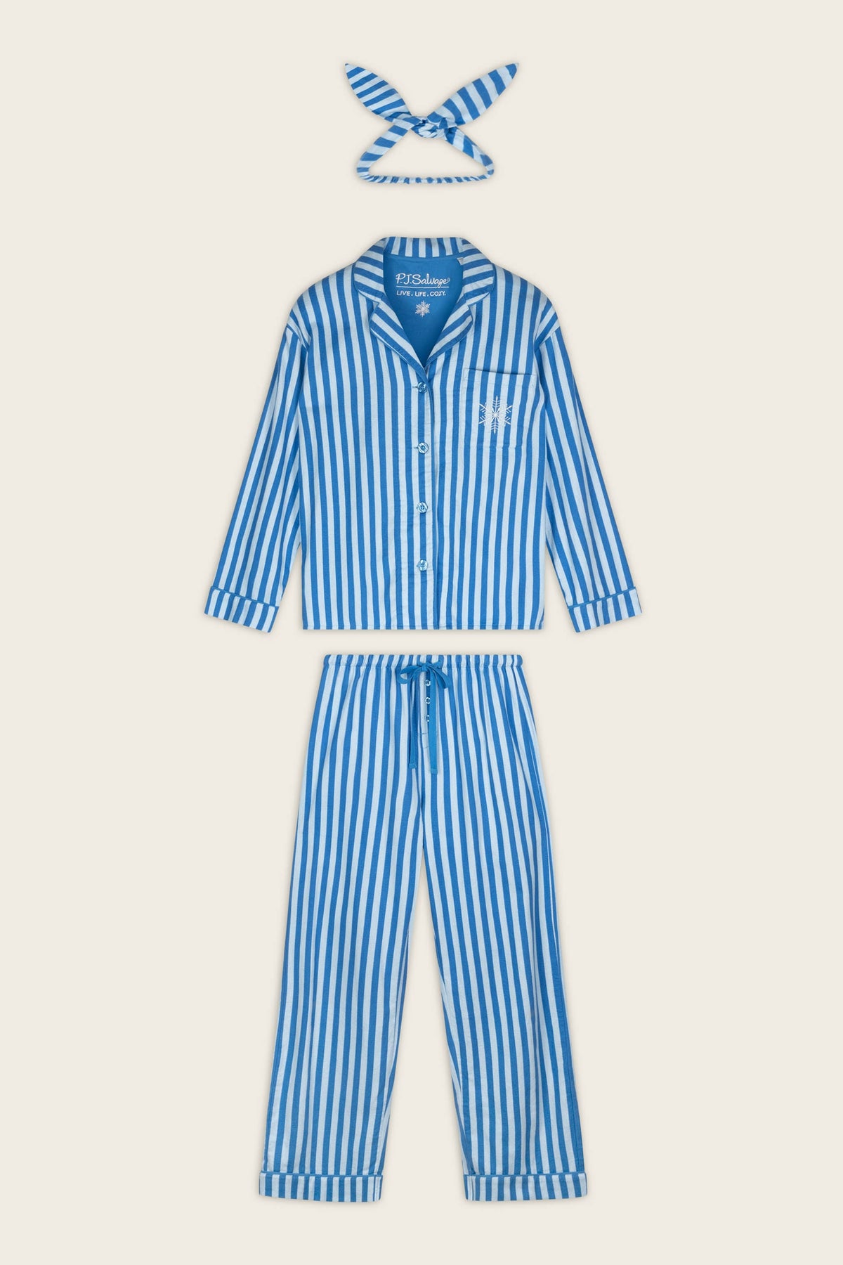Snowflake Icon 3-Piece Long Sleeve Flannel PJ Set