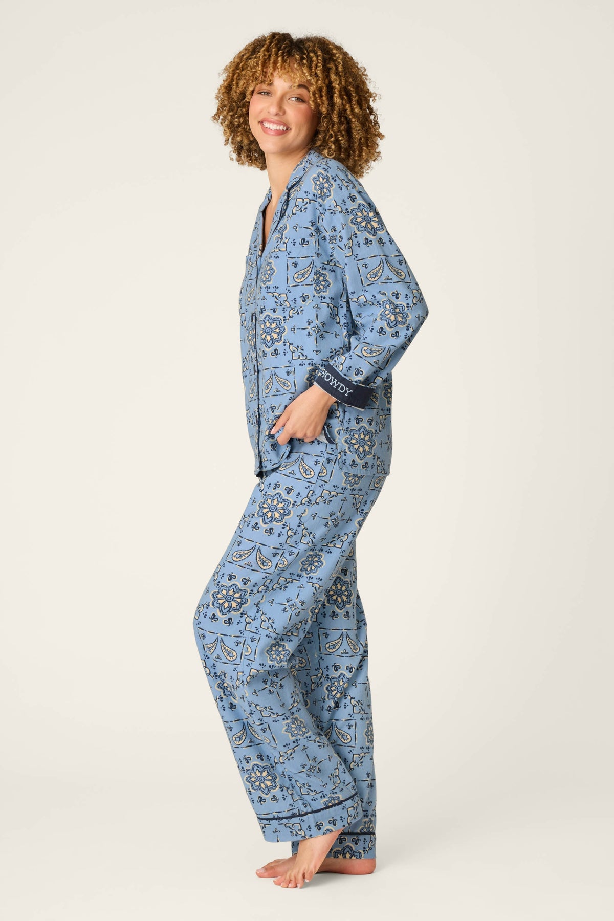 Classic Paisley Bandana Print 3-Piece Flannel Pajama Set