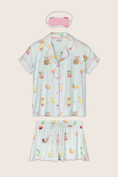 It's Five O'clock Somewhere Cocktail Print 3-Piece Pajama Set