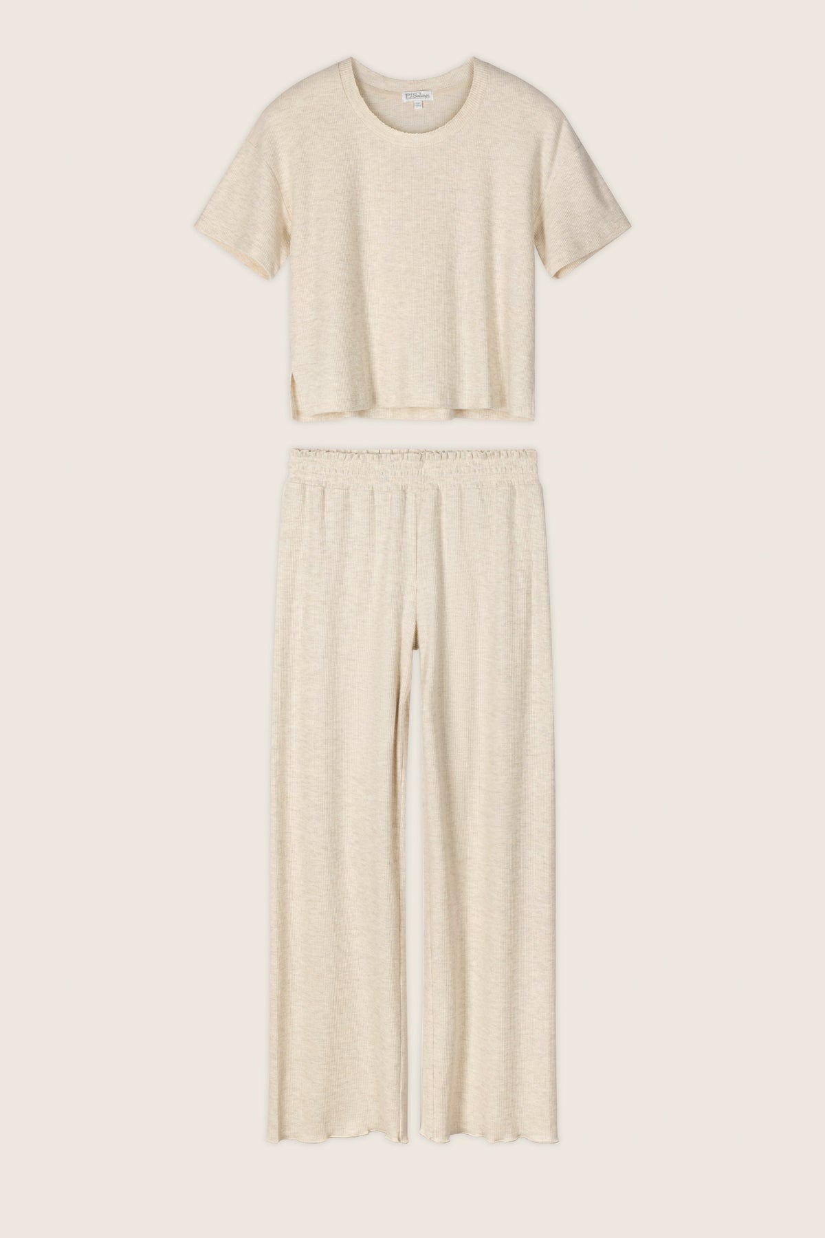 Weekend Waffles Light Oatmeal Cropped Pajama Set