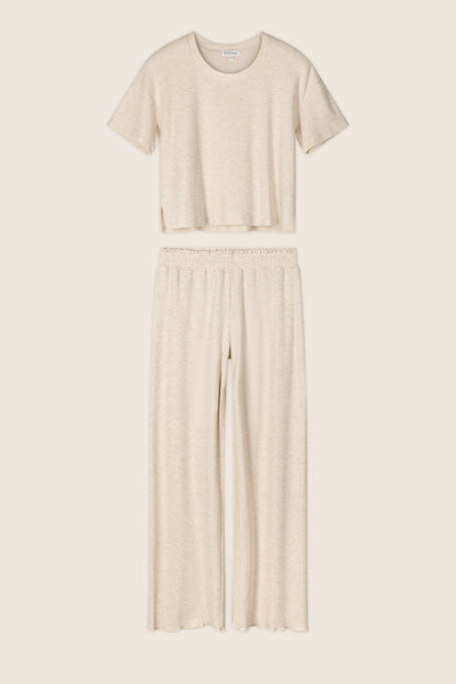 Weekend Waffles Light Oatmeal Cropped Pajama Set