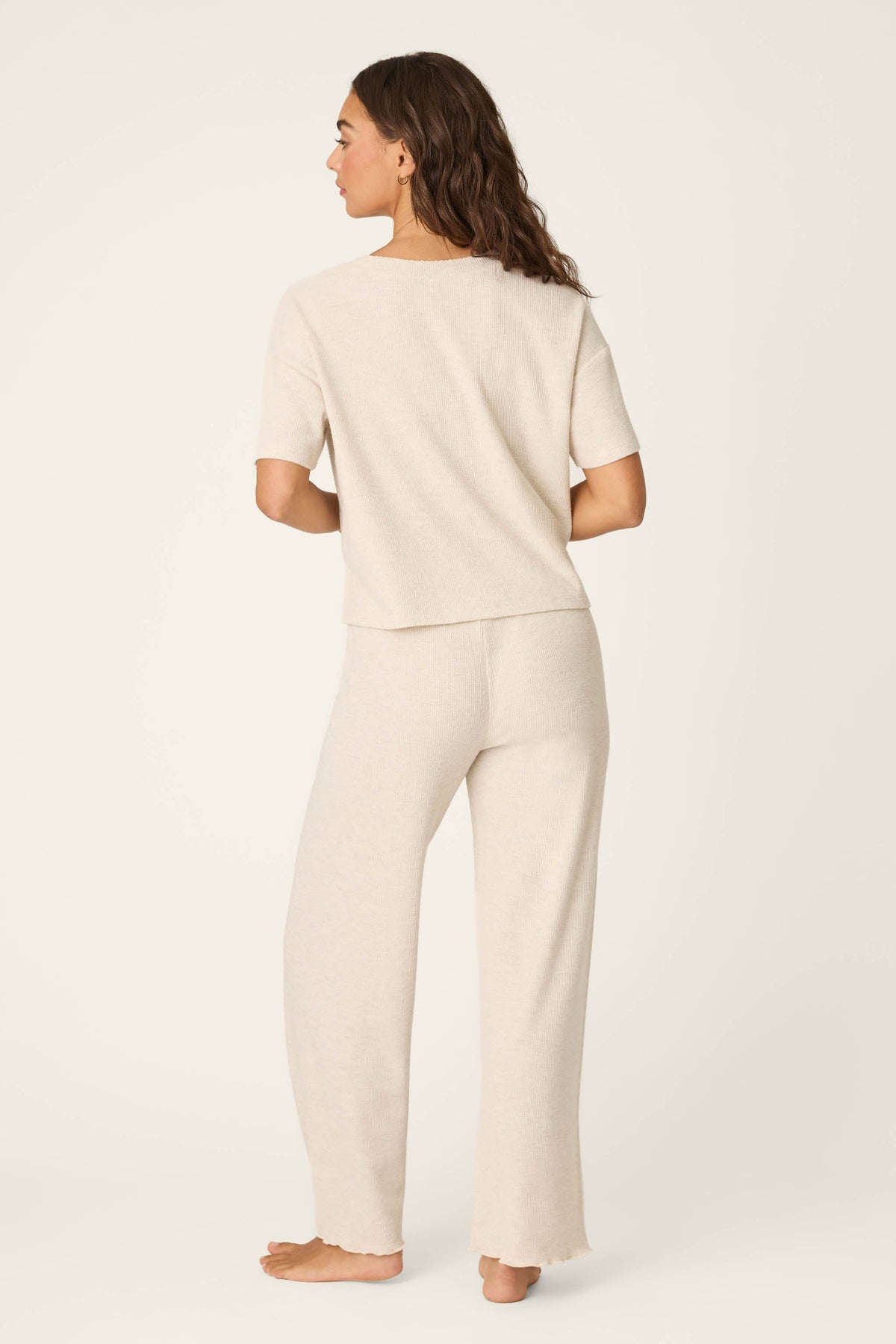 Weekend Waffles Light Oatmeal Cropped Pajama Set