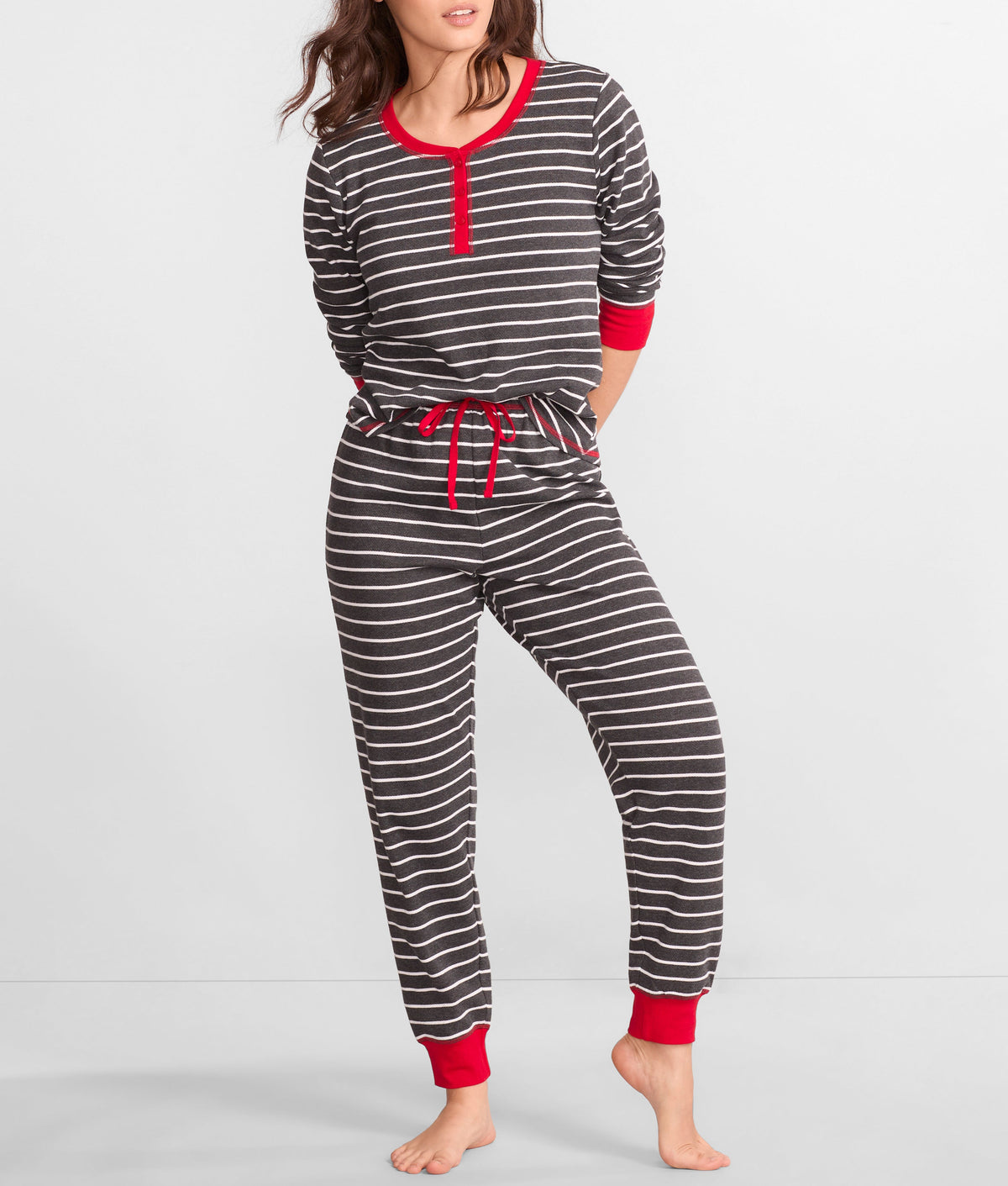 Her Stripe Henley PJ Set
