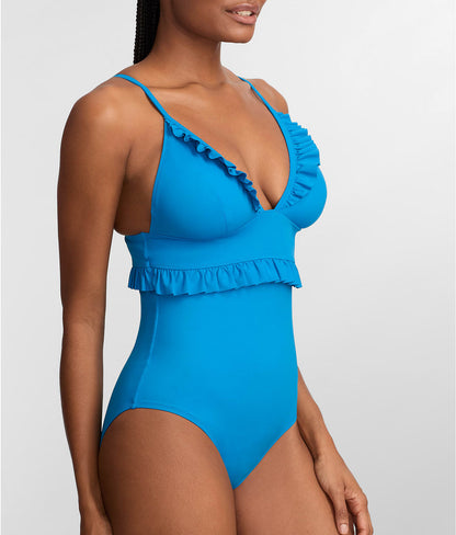 The Slimming Ruffle Plunge One-Piece