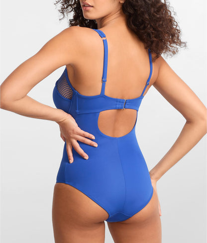The Slimming Underwire Mesh Plunge One-Piece
