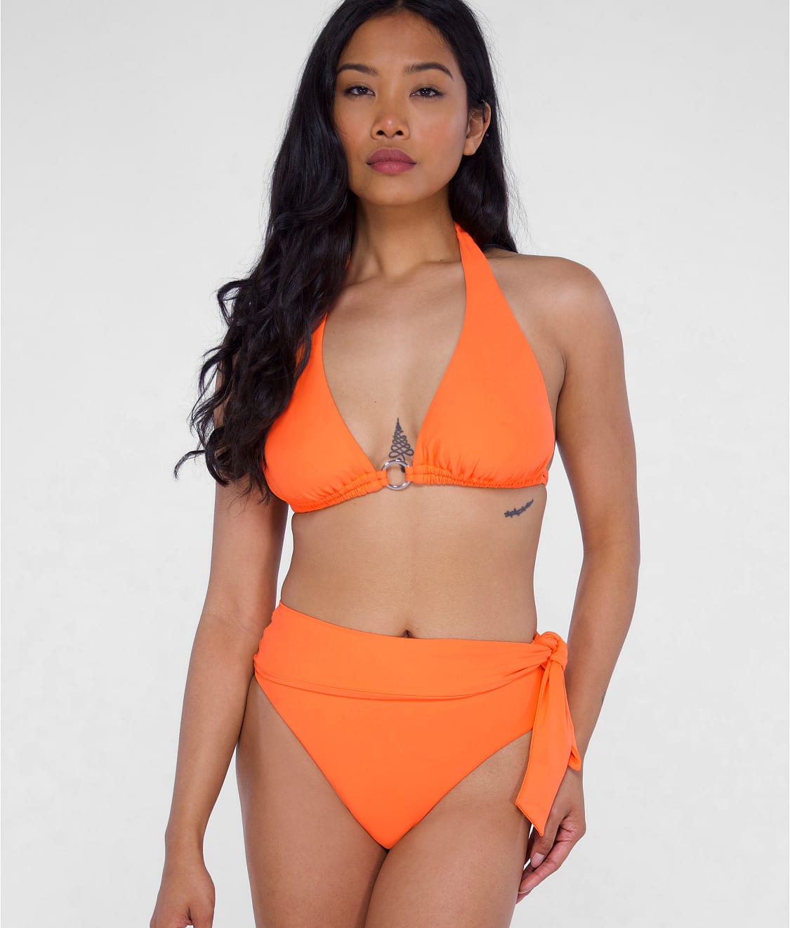Ring-Front Triangle Halter Bikini Top