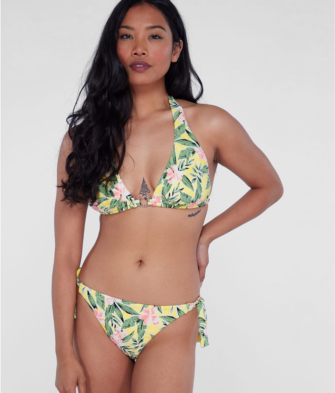 Ring-Front Triangle Halter Bikini Top