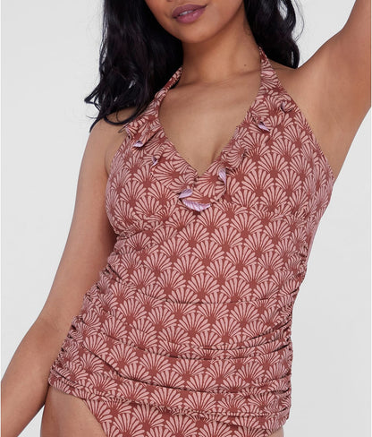 Ruffle Halter Underwire Tankini Top