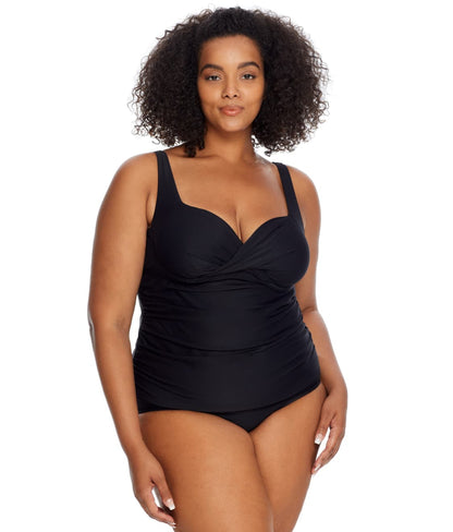 Plus Size Eco Onyx Shirred Underwire Tankini Top