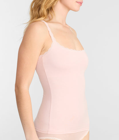 Inspired Eyelet Lace Trim Shelf-Bra Cami